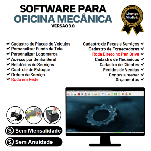 Software Ordem de Serviço para Oficina Mecânica com Vendas e Estoque v3.0 - Fpqsystem 660426