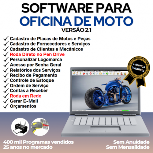 Software Ordem de Serviço para Oficina Mecânica de Moto Estoque v2.1 - Fpqsystem 661168
