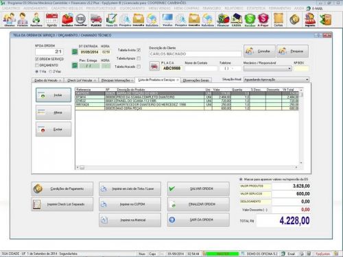 Software Ordem de Serviço para Oficina Mecânica para Caminhão com Check List Vendas Estoque e Financeiro v5.2 Plus - Fpqsystem 661217