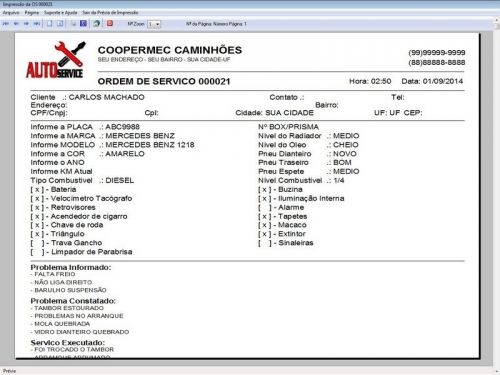 Software Ordem de Serviço para Oficina Mecânica para Caminhão com Check List Vendas Estoque e Financeiro v5.2 Plus - Fpqsystem 661220