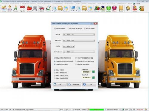 Software Ordem de Serviço para Oficina Mecânica para Caminhão com Check List Vendas Estoque e Financeiro v5.2 Plus - Fpqsystem 661222