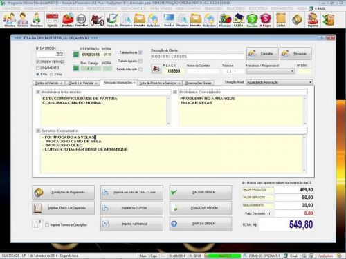 Software Ordem de Serviço para Oficina Mecânica para Moto com Check List Vendas Estoque e Financeiro v5.1 - Fpqsystem 660951