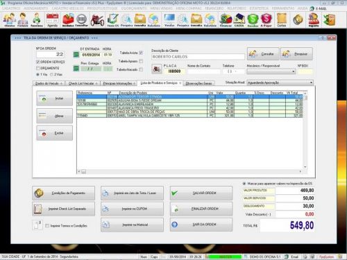 Software Ordem de Serviço para Oficina Mecânica para Moto com Check List Vendas Estoque e Financeiro v5.1 - Fpqsystem 660962