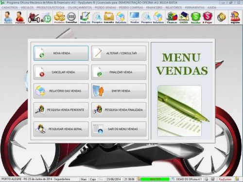 Software Ordem de Serviço para Oficina Mecânica para Motos com Vendas Estoque e Financeiro v4.1 - Fpqsystem 660993