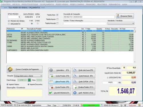 Software Ordem de Serviço para Oficina Mecânica para Motos com Vendas Estoque e Financeiro v4.1 - Fpqsystem 660994