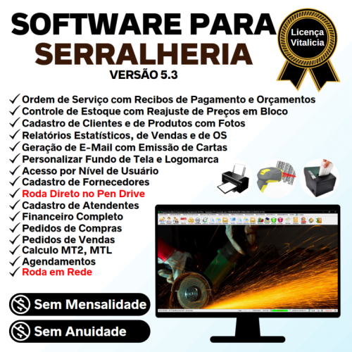 Software Ordem de Serviço Serralheria com Vendas e Financeiro e Agendamento v5.3 - Fpqsystem 682371