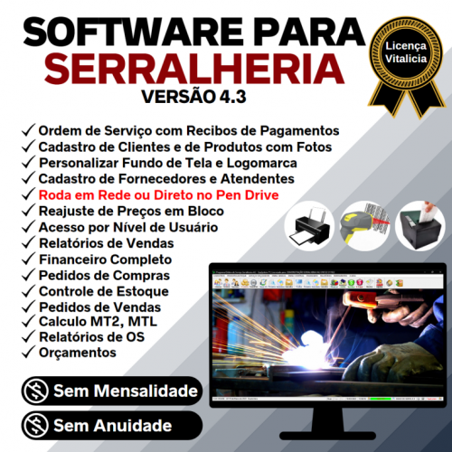 Software Ordem de Serviço Serralheria com Vendas e Financeiro v4.3 - Fpqsystem 682331