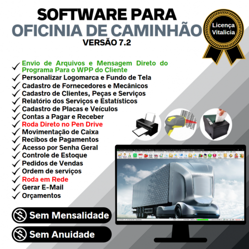 Software Os Oficina Mecânica com Caminhão Check List Vendas Estoque e Financeiro v7.2 Plus - Fpqsystem 661077