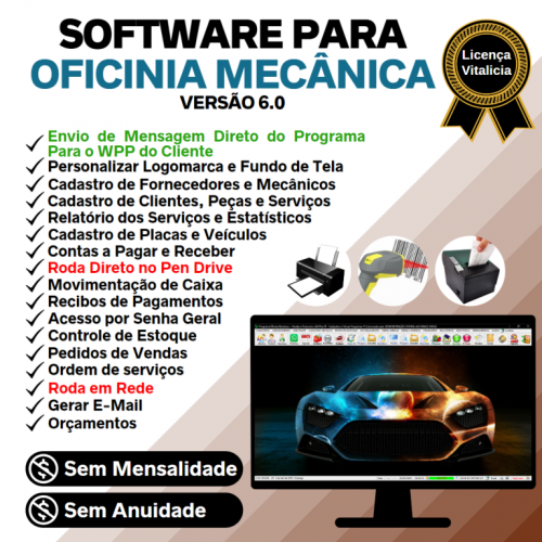 Software Os Oficina Mecânica com Check List Vendas Estoque e Financeiro v6.0 Plus  Whatsapp - Fpqsystem 660306