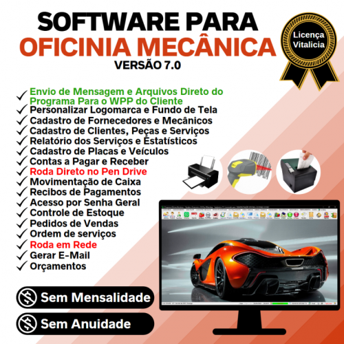 Software Os Oficina Mecânica com Check List Vendas Estoque e Financeiro v7.0 Plus  Whatsapp via Os - Fpqsystem 660266