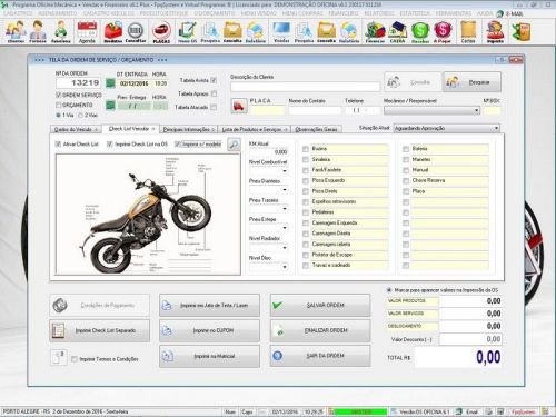 Software Os Oficina Mecânica Moto com Check List Vendas Estoque e Financeiro v6.1 Plus - Fpqsystem 660900