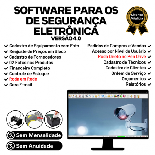 Software Os Segurança Eletrônica  Vendas  Estoque e Financeiro v4.0 - Fpqsystem 681678