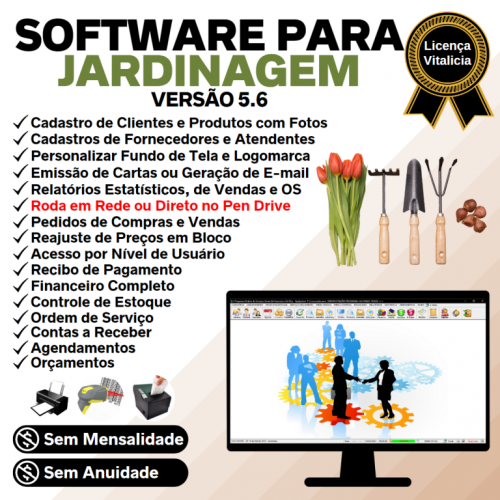 Software Os Serviços de Jardinagem com Vendas Financeiro e Estatística v5.6 Plus - Fpqsystem 664335