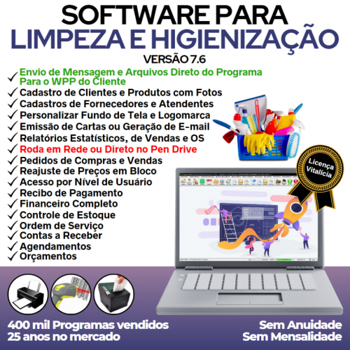 Software Os Serviços de Limpeza e Higienização com Vendas Financeiro e Estatísticas v7.6 Plus  Whatsapp via Os - Fpqsystem 663986