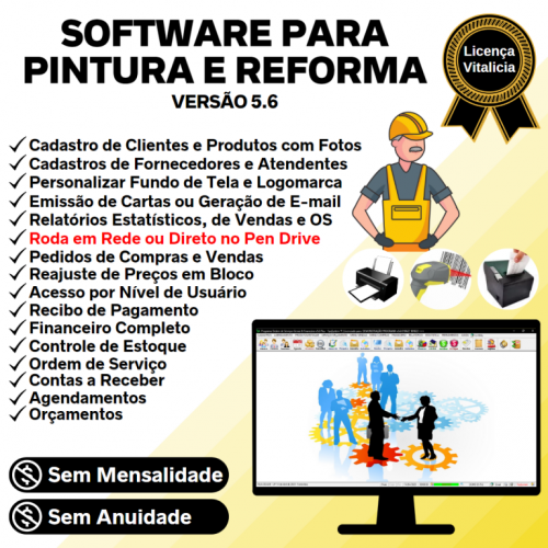 Software Os Serviços de Pintura e Reforma com Vendas Financeiro e Estatística v5.6 Plus - Fpqsystem 664414