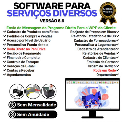 Software Os Serviços Diversos com Vendas Financeiro e Estatísticas v6.6 Plus  Whatsapp - Fpqsystem 664911