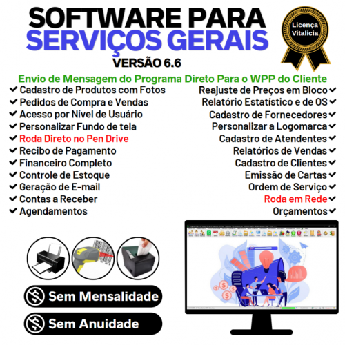 Software Os Serviços Gerais com Vendas Financeiro e Estatísticas v6.6 Plus - Fpqsystem 664256