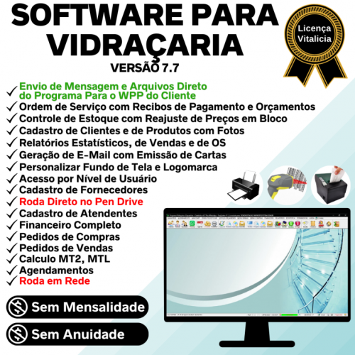 Software Os Vidraçaria e Esquadria  Vendas  Financeiro v7.7 Plus Whatsapp 682726