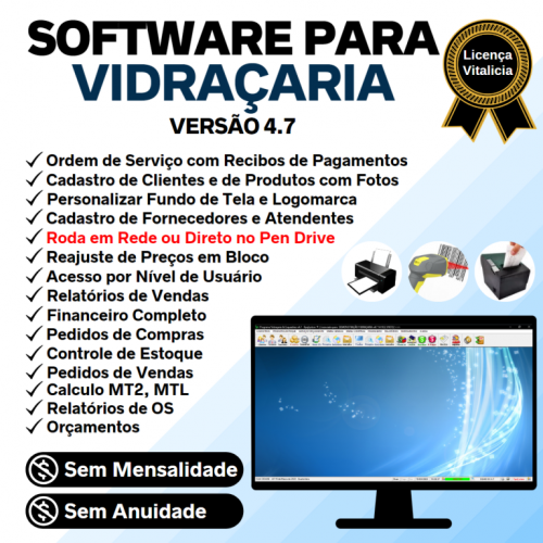 Software Os Vidraçaria e Esquadrias com Vendas e Financeiro v4.7 682566