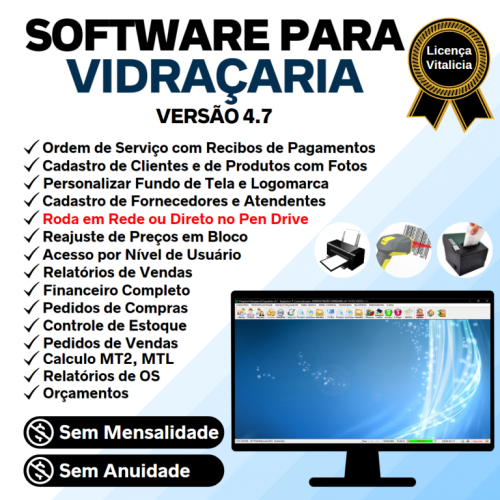 Software Os Vidraçaria e Esquadrias com Vendas e Financeiro v4.7 - Fpqsystem 682566