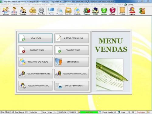 Software para Auto Peças com Acessórios Controle de Estoque Pedido de Vendas e Financeiro v3.0 Plus - Fpqsystem 663383