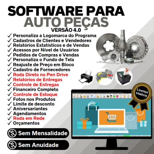 Software para Auto Peças com Controle de Estoque Pedido de Vendas e Financeiro v4.0 Plus - Fpqsystem 662943