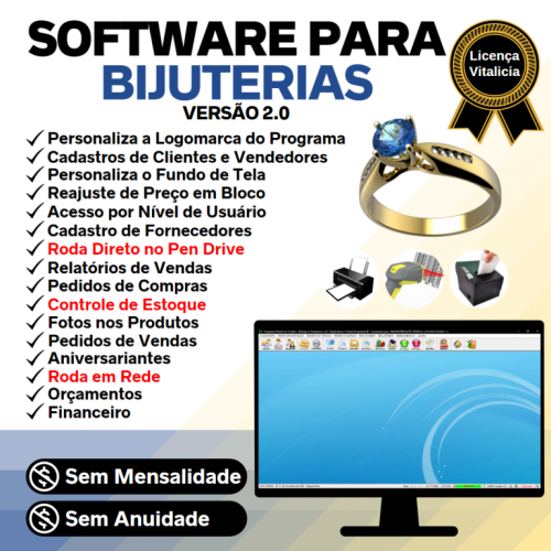 Software para Bijuterias e Acessórios com Controle de Estoque Pedido de Vendas e Financeiro v2.0 - Fpssystem 662396