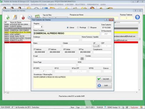 Software para Bijuterias e Acessórios com Controle de Estoque Pedido de Vendas v1.0 - Fpqsystem 658638