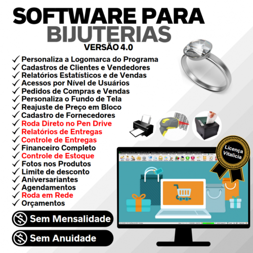 Software para Bijuterias e Acessórios Controle de Estoque Pedido de Vendas e Financeiro v4.0 Plus - Fpqsystem 663343