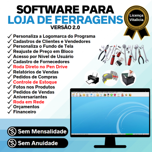 Software para Ferragens com Controle de Estoque Pedido de Vendas e Financeiro v2.0 - Fpqsystem 662318