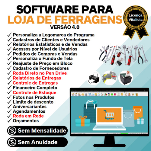 Software para Ferragens com Controle de Estoque Pedido de Vendas e Financeiro v4.0 Plus - Fpqsystem 663342