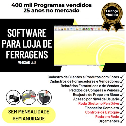 Software para Ferragens Controle de Estoque Pedido de Vendas e Financeiro v3.0 Plus - Fpqsystem 663788