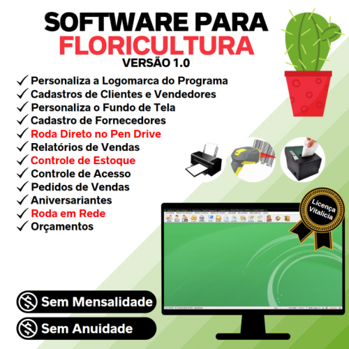 Software para Floricultura com Controle de Estoque e Pedido de Vendas v1.0 - Fpqsystem 658354