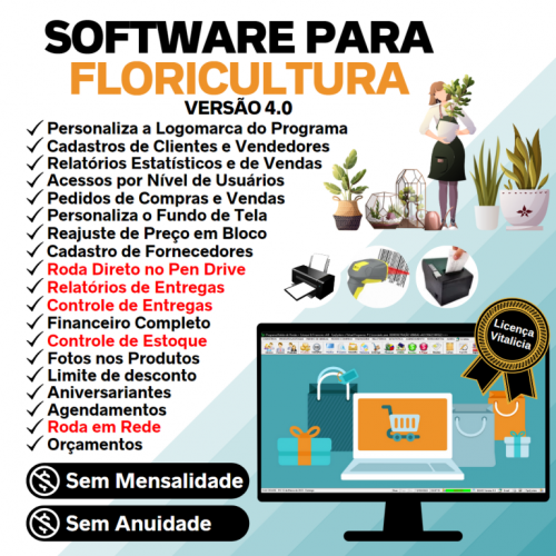 Software para Floricultura com Controle de Estoque Pedido de Vendas e Financeiro v4.0 Plus - Fpqsystem 663264