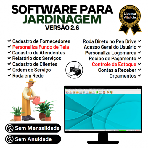 Software para Jardinagem com Ordem de Serviços Gerais Orçamentos e Relatórios v2.6 - Fpqsystem 658880
