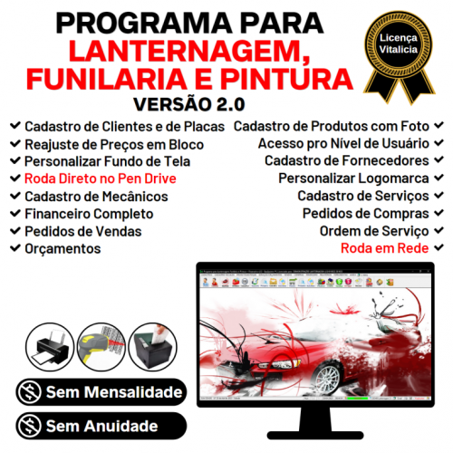 Software para Lanternagem Funilaria e Pintura com Vendas e Financeiro v2.0 - Fpqsystem 718551