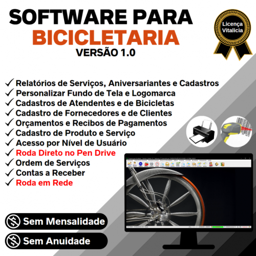 Software para Loja de Bicicletaria com Serviços e Vendas v1.0 - Fpqsystem 682162