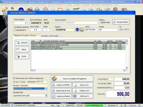 Software para Loja de Bicicletaria com Serviços e Vendas v1.0 682193