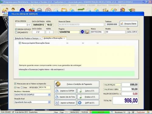 Software para Loja de Bicicletaria com Serviços e Vendas v1.0 - Fpqsystem 682194