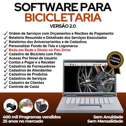 Software para Loja de Bicicletaria com Serviços Vendas Estoque e Financeiro v2.0 - Fpqsystem 682207