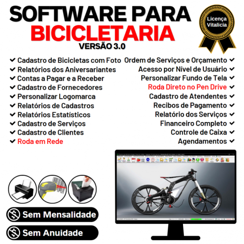 Software para Loja de Bicicletaria com Serviços Vendas Estoque e Financeiro v3.0 Plus - Fpqsystem 682255