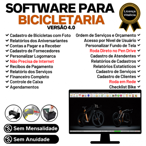 Software para Loja de Bicicletaria com Serviços Vendas Estoque e Financeiro v4.0 Plus - Fpqsystem 681982