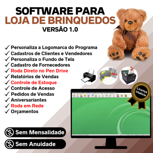 Software para Loja de Brinquedos com Controle de Estoque e Pedido de Vendas v1.0 - Fpqsystem 658356
