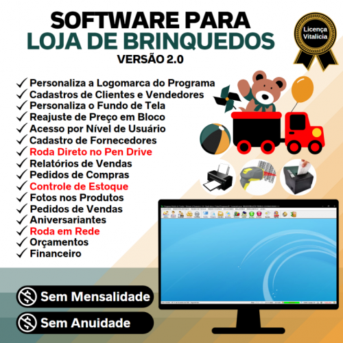 Software para Loja de Brinquedos com Controle de Estoque Pedido de Vendas e Financeiro v2.0 - Fpqsystem 662237