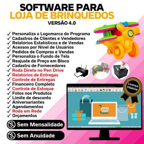 Software para Loja de Brinquedos com Controle de Estoque Pedido de Vendas e Financeiro v4.0 Plus - Fpqsystem 663262