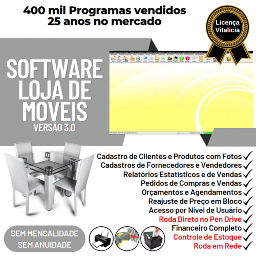 Software para Loja de Moveis Controle de Estoque Pedido de Vendas e Financeiro v3.0 Plus - Fpqsystem 662861