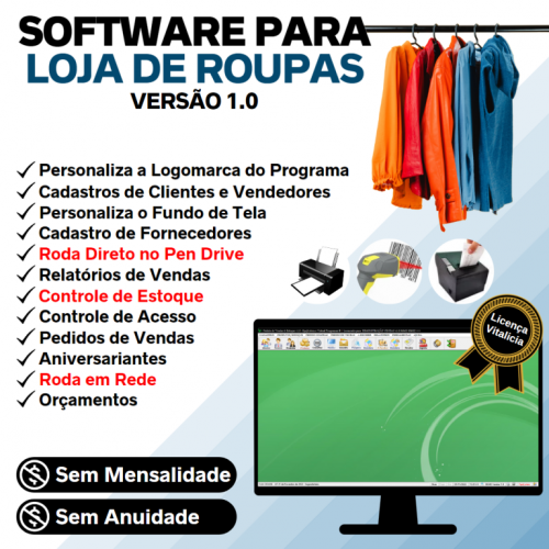 Software para Loja de Roupas com Controle de Estoque e Pedido de Vendas v1.0 - Fpqsystem 658489