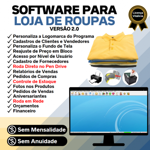 Software para Loja de Roupas com Controle de Estoque Pedido de Vendas e Financeiro v2.0 - Fpqsystem 662155