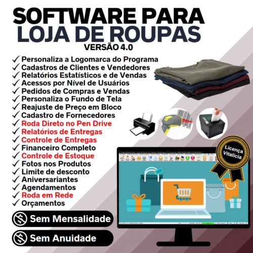 Software para Loja de Roupas com Controle de Estoque Pedido de Vendas e Financeiro v4.0 Plus - Fpqsystem 663180