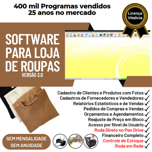 Software para Loja de Roupas Controle de Estoque Pedido de Vendas e Financeiro v3.0 Plus - Fpqsystem 663638